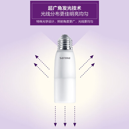 Philips (PHILIPS) led light bulb small size cylindrical energy-saving bulb E27 screw bulb super bright insect-proof high color rendering light bulb 9.5W warm light secondary energy efficiency