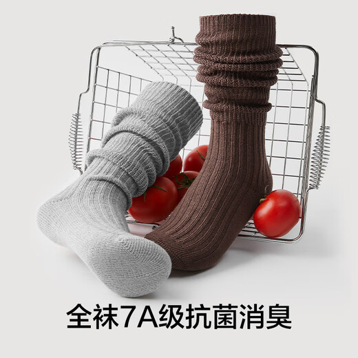 There is a tree (YOUKESHU) piles of socks There is a tree stockings for women spring and summer knitted high white socks with boots white calf socks original white + light hemp gray + dusk black one size