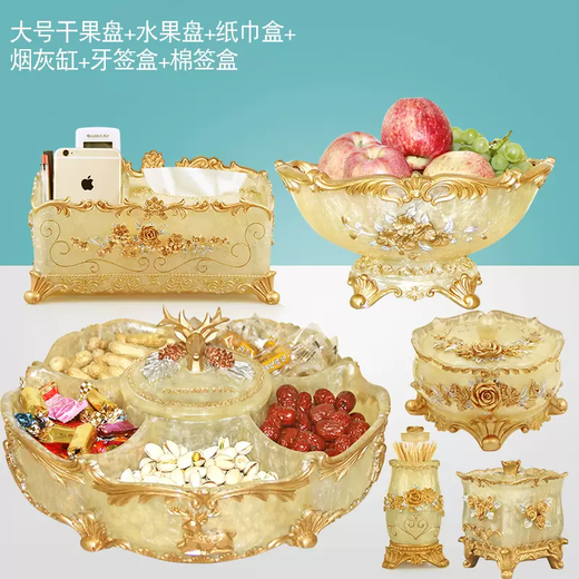 Yusenyi moves into a new home, light luxury tissue box set, living room, creative multi-functional home coffee table, European style remote control toilet paper, spring blossoms, pearl red