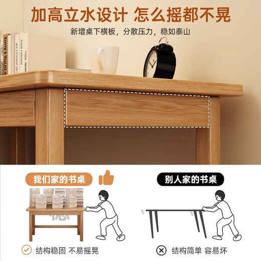 Solid wood computer desk with drawers student home study desk study desk desk workbench solid wood multi-layer board-double drawn wood color 120*60CM