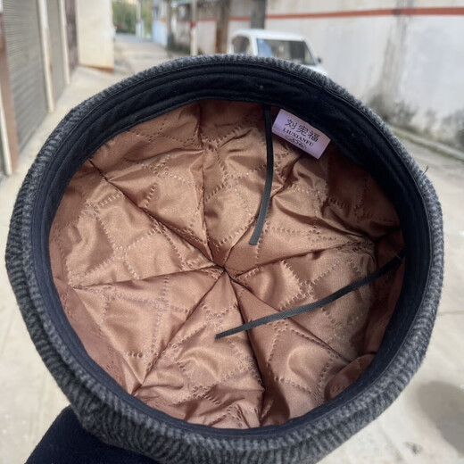 Fangtou pumpkin hat for middle-aged men, beret octagonal hat, doctor's hat, pumpkin hat for men, middle-aged and elderly hats, black woolen S small size (55-56)