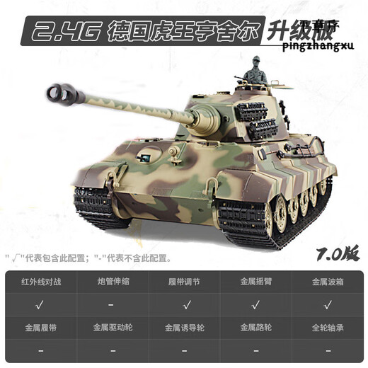 恆龍（HENG LONG）遥控坦克超大儿童玩具车电动战车可发射攀爬履带式虎王坦克模型 7.0版升级版 1800毫安电可行驶25分钟左右