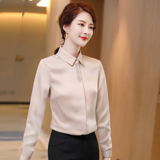 酒红色加绒衬衫女装长袖2025气质职业装秋冬新款正装内搭加厚衬衣 常规款-酒红色（单件衬衫） 2XL (建议118-128斤左右)