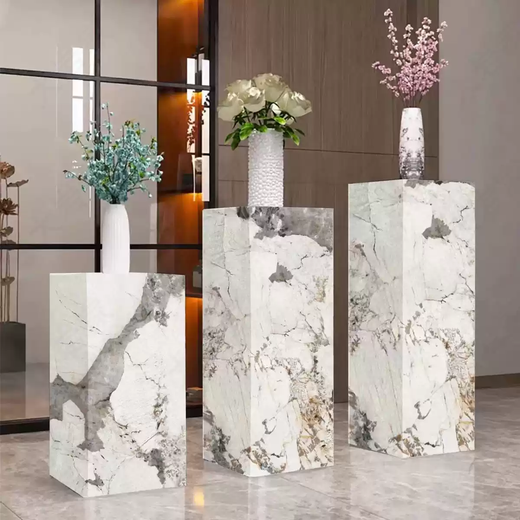 Yusenyi marble slate flower stand living room entrance floor-standing decoration hotel courtyard light luxury high-end column sculpture base processing and customization