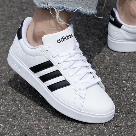 Adidas casual shoes for men and women 2025 autumn and winter new sports shoes GRAND COURT 2.0 low-top sneakers GW9195 white/black 40