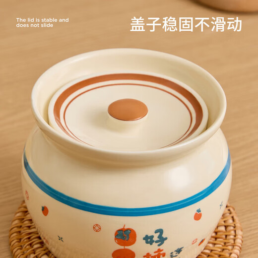 Tuojin Japan imported high-quality ceramic crock pot soup stew voodoo household water-proof stew steamed voodoo stew voodoo with lid new crock pot store manager 4 pieces everyone is happy + safe blessing fruit + wealth + good persimmons