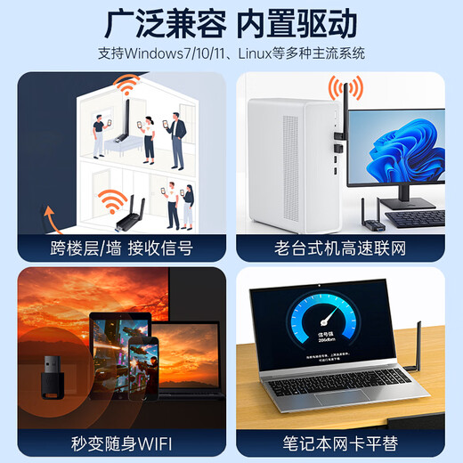 惠普（HP）无线网卡 WiFi6免驱 USB接收器5G双频 台式笔记本电脑WiFi接收器发射器
