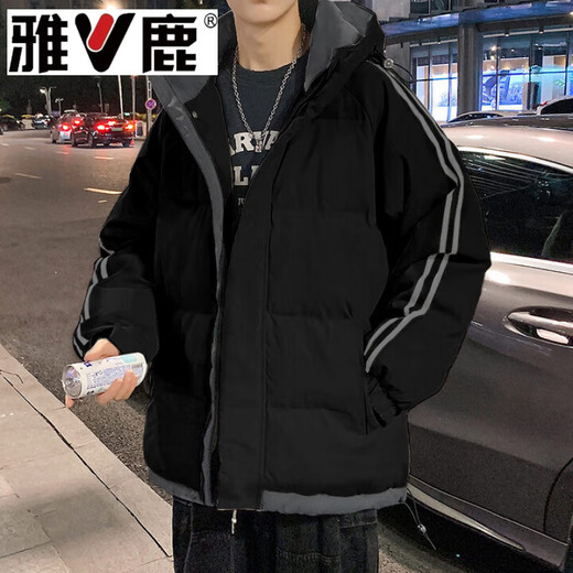 雅鹿冬季外套男2026新款潮牌青少年学生韩版潮流冬天装加厚连帽羽绒服 军绿【加厚升级款】 M