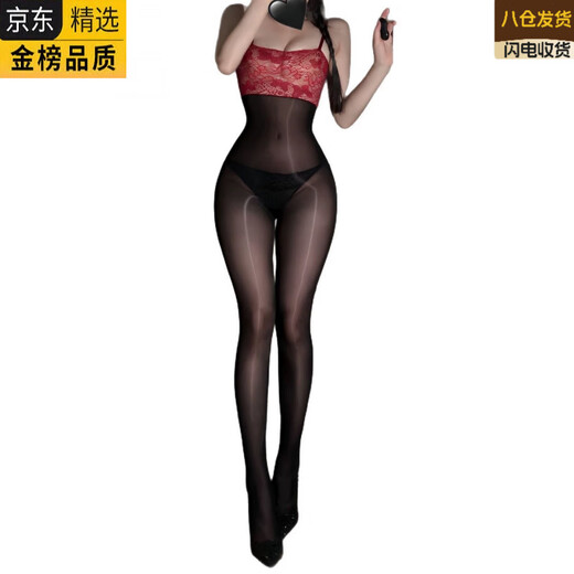 YZ Japanese imported brand sexy lace tube top suspender one-piece stockings women's oily silky translucent sexy black silk high elastic black red sexy open style one size fits all (recommended 80-160 Jin Jin equals 0.5 kg)