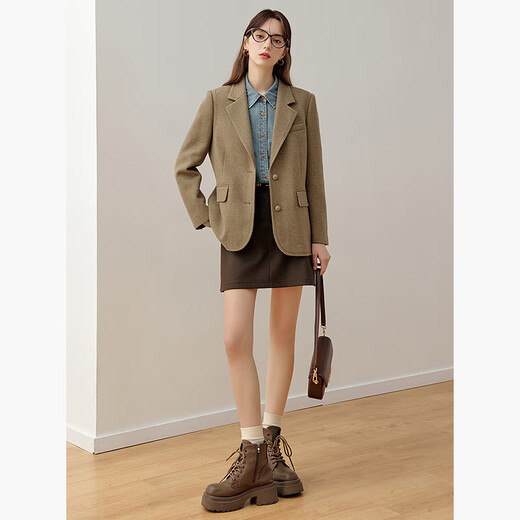 KBNE Хаки, повседневный блейзер, женский костюм, новинка 2025 года, формальный топ на работу, весна-осень, хаки S