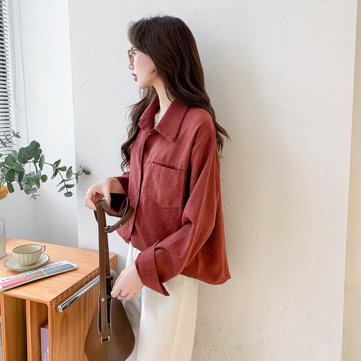 Ives (ITISF4) Paris Institute fake two-piece festive temperament shirt for women to wear in spring, unique and beautiful top red L