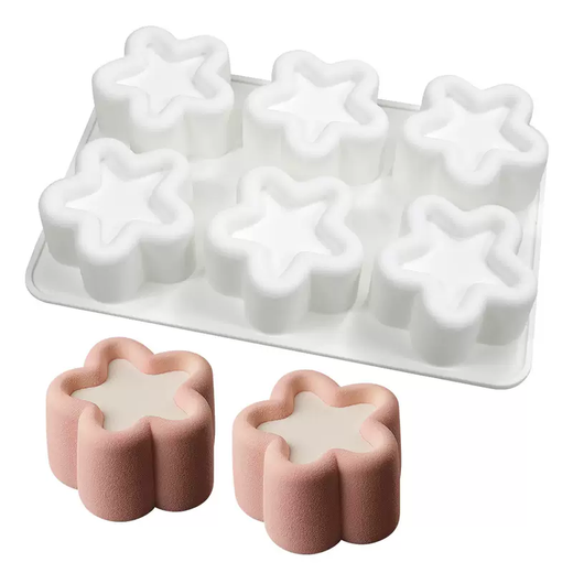 Yusenyi Food Grade Silicone Mousse Cake Mold 6-Connection Grooved Love Star Shaped Horseshoe Thousand-feuille Cake Special Steaming Mold 6-Connect Concave Love Silicone Mold 6-Connect Concave Love Silicone Mold 6g