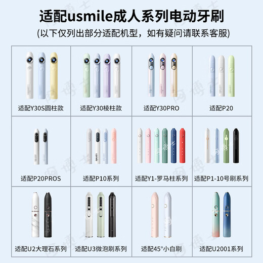 Dr. A adapts usmile smile plus electric toothbrush head for adults Y1 Y1S Y10 P10 P20pro P1 P3 P4 U1 U4 replacement universal white professional style 6 pack