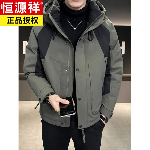 Hengyuanxiang three-in-one assault down jacket men's winter 2026 new hooded removable liner winter outdoor thickened jacket black (removable liner) M 105-120Jin Jin equals 0.5 kg