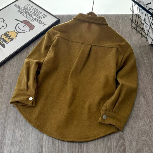 JD Logistics Trendy and cool children's clothing boys' velvet shirt autumn and winter children's shirt jacket thickened 2025 new style black velvet 120