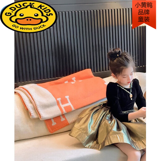 G.duck Girls Dress Autumn and Winter Birthday Dress Princess Dress Autumn Halloween Children's Costume Girls 2025 New Champagne Color 100 cm