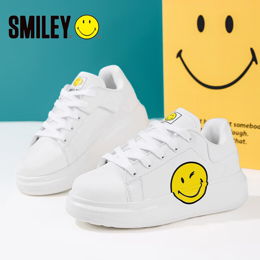 SMILEY2025 new versatile white shoes children's sneakers boys and girls sports shoes white 31 inner length 20.0cm