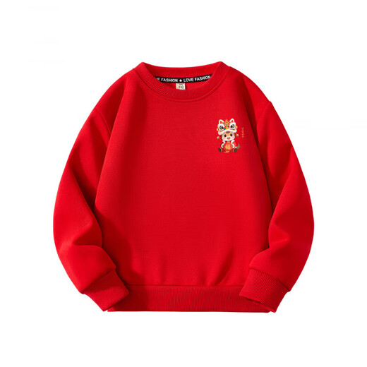 Chest logo lion hat for parents and children, family of three, plus velvet large size sweatshirt for New Year 2026 burgundy sweatshirt burgundy silver fox velvet chest logo lion hat - Koi R11 195 (3XL)