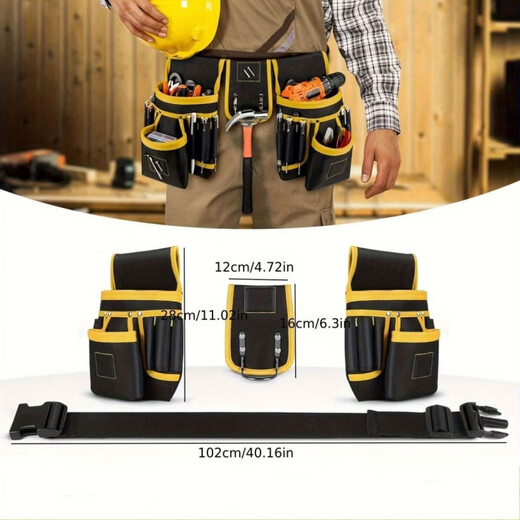 An Junsheng Heavy Duty Oxford Cloth Tool Bag Electrician Multifunctional Waterproof Combination Tool Belt Shoulder Strap Hardware Tool Bag Blue and Black (Extended Belt)