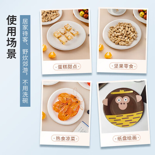 Temeiju disposable plate large cake plate saucer barbecue picnic plate sugarcane paper plate dessert fruit plate 21cm 50 pieces