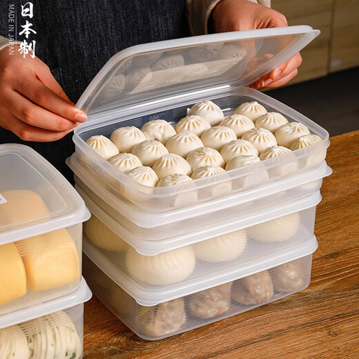Sungsa Japanese imported steamed buns, steamed buns crisper box, large-capacity dumpling pasta storage box, refrigerator refrigeration and freezing box 3000ml (pack of 3)