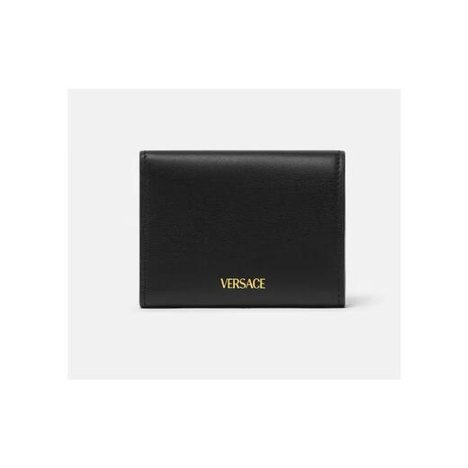 Versace (VERSACE) Men's Wallet Storage Portable Anti-wear Lightweight Black Gold Decorated Leather Material Black One Size
