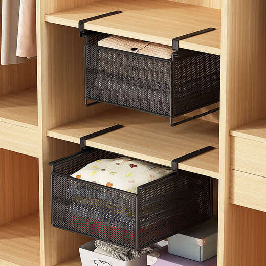 Yusenyi wardrobe pull-out partition cabinet hanging sock storage box hanging basket drawer type wardrobe layered white short style with cover