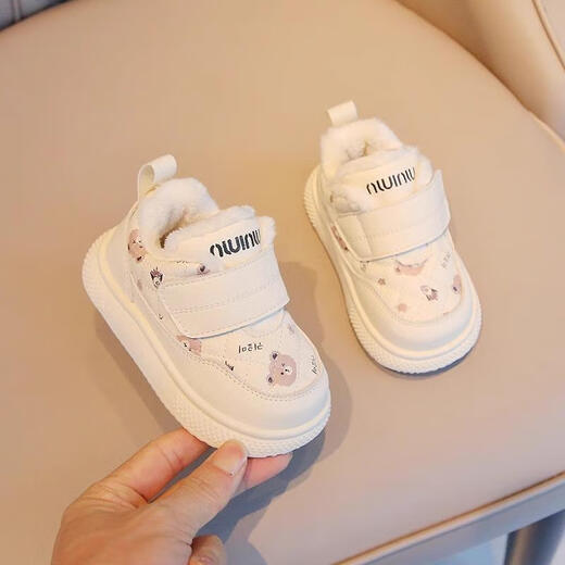 Babyjianle winter new baby snow boots for boys and girls toddlers cotton shoes plus velvet warm large cotton shoes soft bottom baby shoes pink 18 inner length about 13.5cm