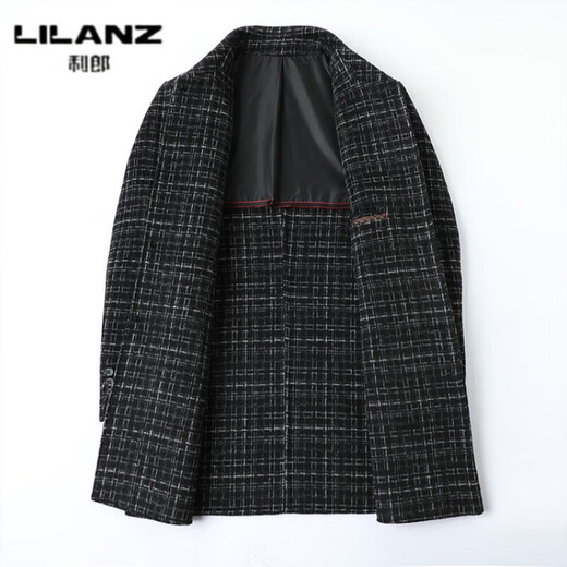 Lilang mid-length double-sided plaid coat men's business casual sheep wool lapel coat autumn and winter Xiaoxiangfeng 2XL