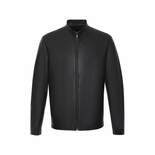 SATCHI Retro Stand Collar Solid Color Casual Light Mature Commuting Versatile Soft Leather Jacket Men's Black Black One Size 52