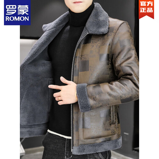 罗蒙（ROMON）皮衣男冬季加绒加厚韩版潮流羊羔毛双面穿棉衣皮毛一体冬装外套潮 黑色 M