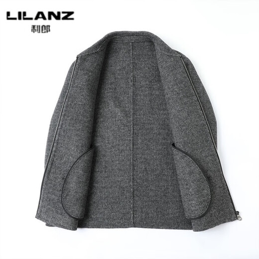 Lilang middle-aged men's woolen woolen coat with dark pattern lapel 2025 new autumn and winter casual executive jacket black L