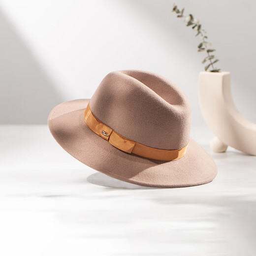 Siggi Wool Flat Top Hat Women's Autumn and Winter New Warm Korean French Retro Hat Fashionable Wool Wool Hat Light Milk Tea M(57-59cm)