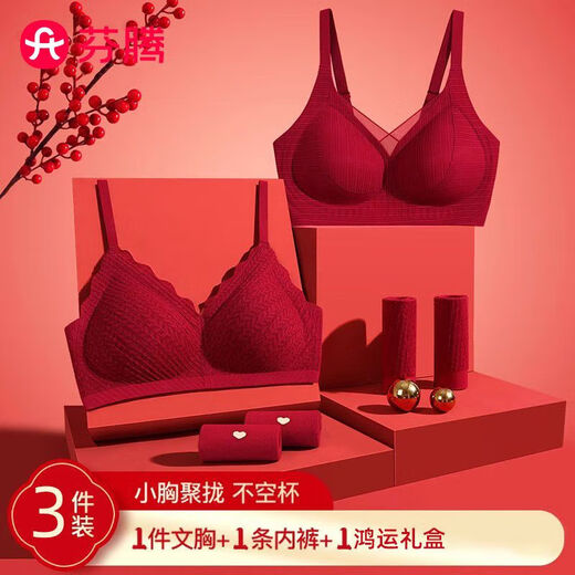 Fenton zodiac year underwear set for women with small breasts showing big push-up red underwear wedding bridal bra 2026 Year of the Horse Good things come in pairs 2 pack 3 XL (80/36ABC)