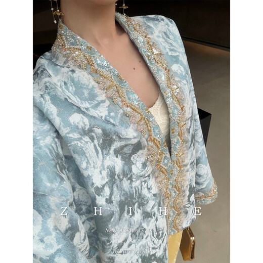 Wuyan Yihe Lanting Xu original new Chinese style heavy jacquard white duck down jacket + velvet skirt down jacket XS