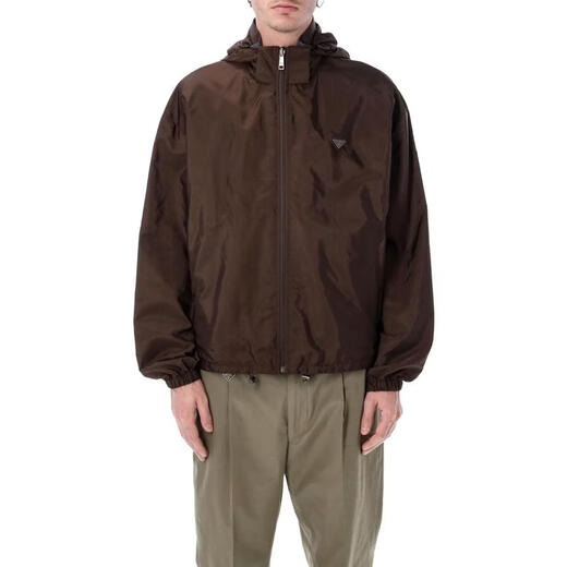 PRADA Men's Jacket Windproof Lightweight Regenerated Nylon Outdoor Daily Jacket Casual Brown One Size | M