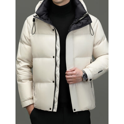 利郎（LILANZ）鹅绒羽绒服男高端品牌冬季商务休闲防寒保暖时尚青中年外套男 米白色 M