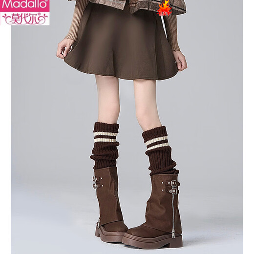 Modal Japanese jk knitted socks women's striped black slimming autumn and winter thick warm leg covers hot girl long calf pile socks black one size