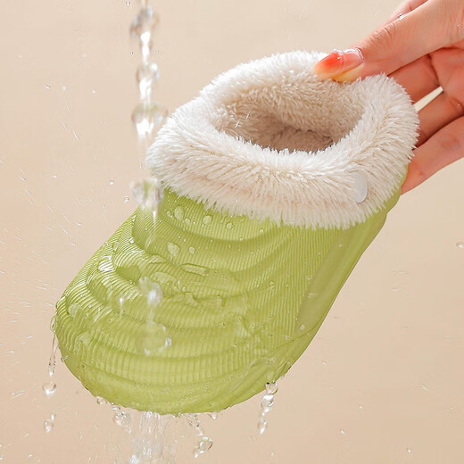 Shiwen EVA children's cotton slippers, furry shoes, warm cartoon, soft, non-slip, removable and washable, middle and large children's parent-child cotton slippers, khaki color 24-25 size