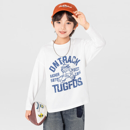 Duojia comfortable and close-fitting | Class A boys' pure cotton printed T-shirts spring and autumn children's casual sports breathable long sleeves