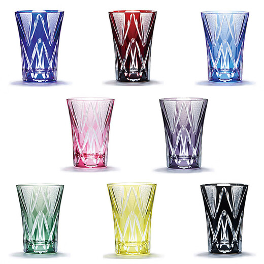 Black stone star pattern Edo Kiriko sake cup imported from Japan