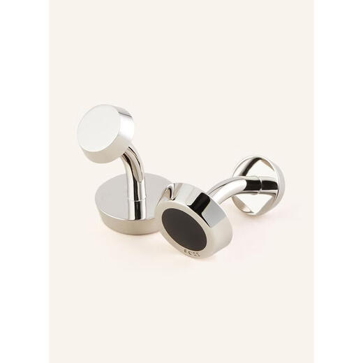 BOSS men's cufflinks fixed decorative metal enamel business banquet accessories simple WHITE / SILVER 2 pieces