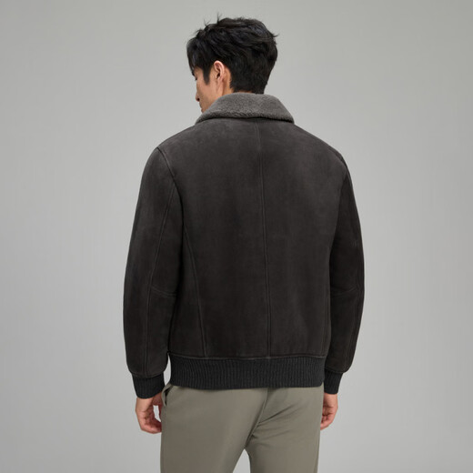 STRONG-WILLED first-line brand simple casual men's fur one-piece jacket high-end suede Merino 2025 new winter sheep blue gray M