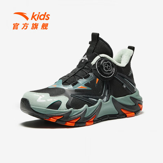 ANTA (ANTA) children's cotton shoes for boys and girls Dengfeng 3 autumn new outdoor cotton shoes 3146928 black/oxygen green-1 34