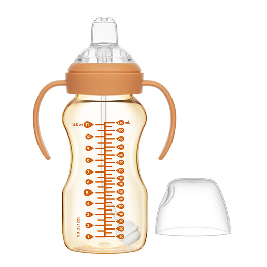 Dr. Brown straw bottle 9 months + PPSU gravity ball straw baby milk cup 330ml large capacity with handle