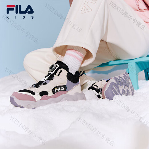 FILA KIDS Children's Shoes Children's Cotton Shoes 2025 Winter New Men's and Women's Knob Warm Sports Shoes for Big Children Black-BS 33 Inner Length 20.5cm