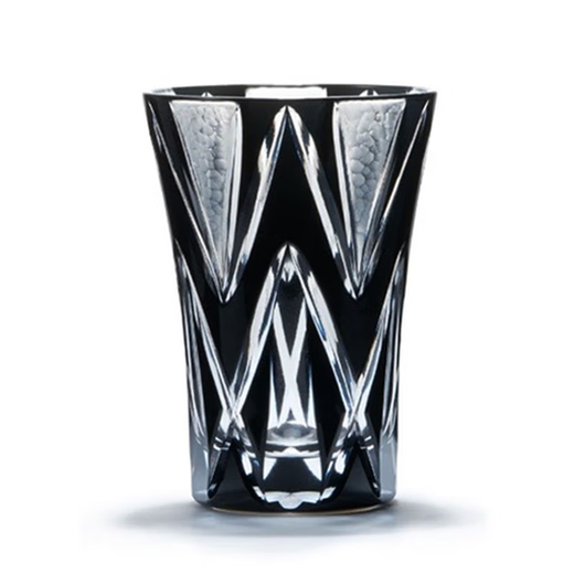 Black stone star pattern Edo Kiriko sake cup imported from Japan