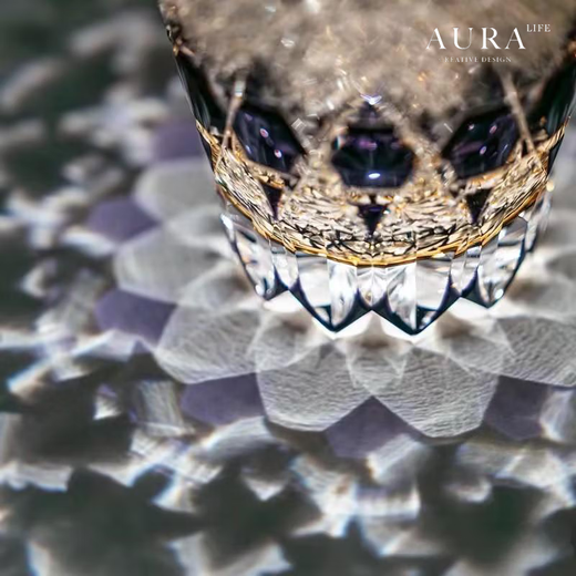 AURA LIFE purple fluorite Edo Kiriko hand-carved whiskey glass crystal glass foreign wine glass purple fluorite exquisite carving gift box 320ml 1 piece