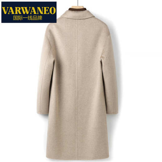 VARWANEO international first-line brand 100 cashmere double-sided woolen coat men's light luxury winter new style mid-length high-end light color 50% cashmere + 50% wool M
