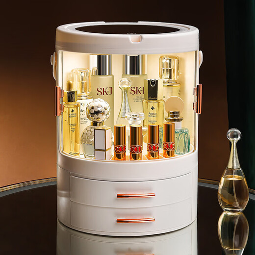 AILUKI Japanese cosmetics storage box dust-proof rotating desktop sense Internet celebrity dressing table with mirror large capacity default